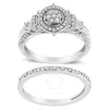 Haus Of Brilliance .925 Sterling Silver 1/3 Cttw Diamond 7 Stone Cluster And Halo Engagement Ring An In White