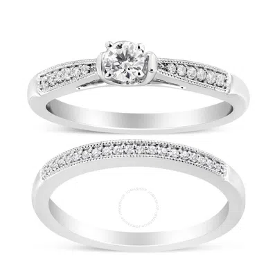 Haus Of Brilliance .925 Sterling Silver 1/3 Cttw Diamond Classic Engagement Ring Bridal Set With Mil In White
