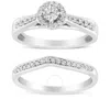 Haus Of Brilliance .925 Sterling Silver 1/3 Cttw Diamond Halo And Pave Shank Engagement Ring Set