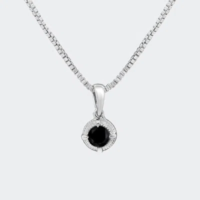 Haus Of Brilliance .925 Sterling Silver 1/3 Cttw Diamond Solitaire 18" Milgrain Pendant Necklace In Metallic