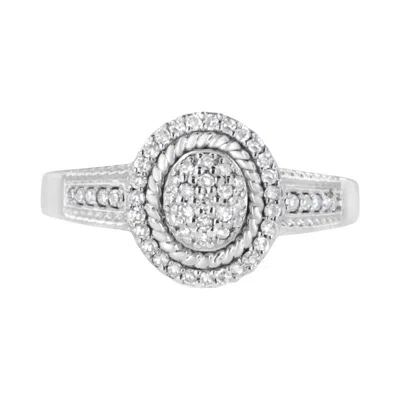 Haus Of Brilliance .925 Sterling Silver 1/3 Cttw Pave Set Round-cut Diamond Braided Halo Cocktail Ring In White