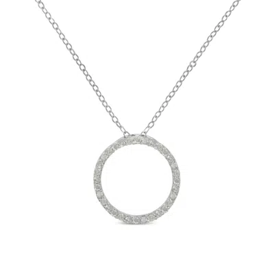 Haus Of Brilliance .925 Sterling Silver 1/3 Cttw Round-cut Diamond Open Circle Halo 18" Pendant Necklace (i-j Color, I2