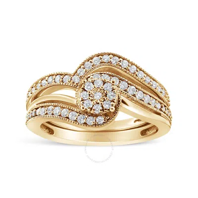 Haus Of Brilliance .925 Sterling Silver 1/3ct Cttw Multi-diamond Bypass Vintage-style Bridal Set Rin In Gold