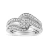 Haus Of Brilliance .925 Sterling Silver 1/3ct Cttw Multi-diamond Bypass Vintage-style Bridal Set Ring And Band In White