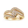 Haus Of Brilliance .925 Sterling Silver 1/3ct Cttw Multi-diamond Bypass Vintage-style Bridal Set Ring And Band In Yellow