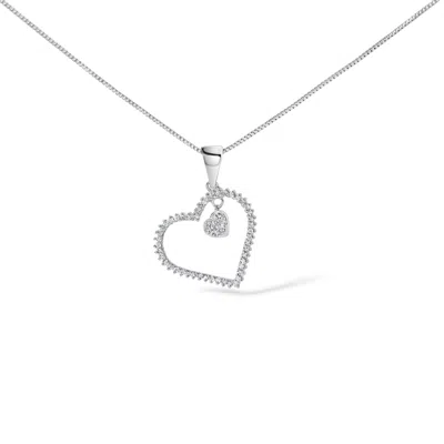 Haus Of Brilliance 925 Sterling Silver 1/3ct Tdw Diamond Heart Pendant Necklace In Metallic