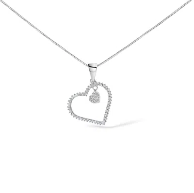 Haus Of Brilliance 925 Sterling Silver 1/3ct Tdw Diamond Heart Pendant Necklace In Metallic