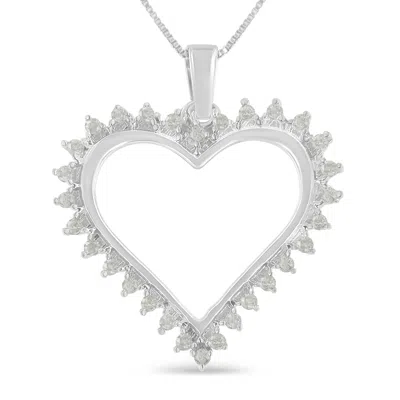 Haus Of Brilliance .925 Sterling Silver 1/4 Cttw 3-prong Diamond Open Heart 18" Pendant Necklace In White