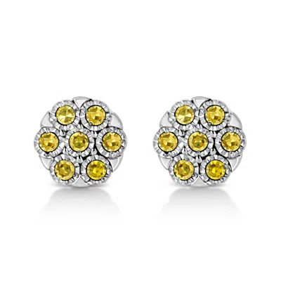Haus Of Brilliance .925 Sterling Silver 1/4 Cttw Color Diamond Cluster Flower Earrings In Multi