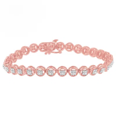 Haus Of Brilliance .925 Sterling Silver 1/4 Cttw Diamond 7" Open Circle Wheel Link Tennis Bracelet In Multi
