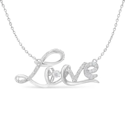 Haus Of Brilliance .925 Sterling Silver 1/4 Cttw Diamond Cursive "love" 18" Pendant Necklace In White