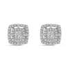 Haus Of Brilliance .925 Sterling Silver 1/4 Cttw Diamond Double Halo Cushion Shaped Stud Earrings In Metallic