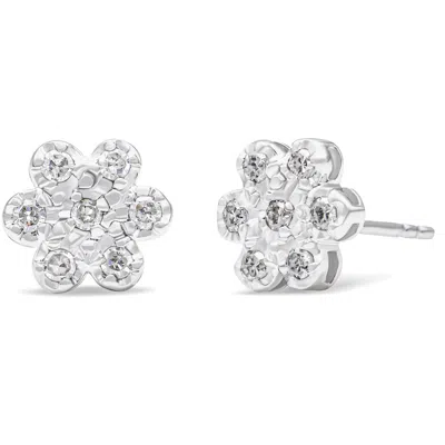 Haus Of Brilliance .925 Sterling Silver 1/4 Cttw Diamond Floral Cluster Stud Earring (i-j Color, I2-i3 Clarity)