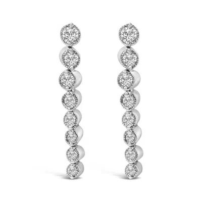 Haus Of Brilliance .925 Sterling Silver 1/4 Cttw Diamond Graduated Dangle Earrings In White
