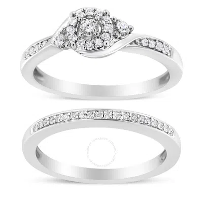 Haus Of Brilliance .925 Sterling Silver 1/4 Cttw Diamond Halo And Swirl Engagement Ring And Wedding In Metallic