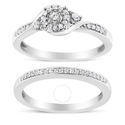 Haus Of Brilliance .925 Sterling Silver 1/4 Cttw Diamond Halo And Swirl Engagement Ring And Wedding In White