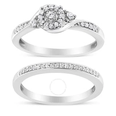 Haus Of Brilliance .925 Sterling Silver 1/4 Cttw Diamond Halo And Swirl Engagement Ring And Wedding In White