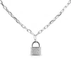 Haus Of Brilliance .925 Sterling Silver 1/4 Cttw Diamond Lock 16" Pendant Necklace With Paperclip Ch In White