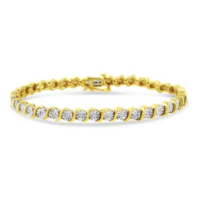 Haus Of Brilliance 14k Yellow Gold Plated .925 Sterling Silver 1/4 Cttw Diamond Round Link Tennis Br