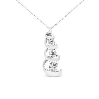 Haus Of Brilliance .925 Sterling Silver 1/4 Cttw Diamond Swirl Shape Pendant Necklace In White