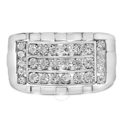 Haus Of Brilliance .925 Sterling Silver 1/4 Cttw Diamond Three Row Channel Band Ring (i-j Color In White