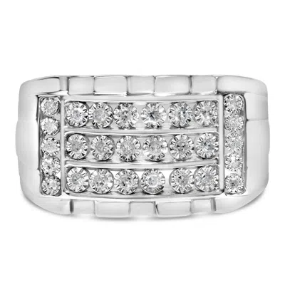 Haus Of Brilliance .925 Sterling Silver 1/4 Cttw Diamond Three Row Channel Band Ring In White