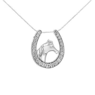Haus Of Brilliance .925 Sterling Silver 1/4 Cttw Diamond U Shape Pendant Necklace In White