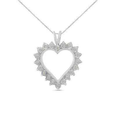 Haus Of Brilliance .925 Sterling Silver 1/4 Cttw Miracle Set Diamond Open Heart 18" Pendant Necklace In White
