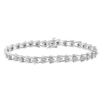 Haus Of Brilliance .925 Sterling Silver 1/4 Cttw Miracle Set Diamond Sleek And Open "v"bracelet -7.5" In White