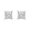 Haus Of Brilliance .925 Sterling Silver 1/4 Cttw Miracle Set Princess-cut Diamond Solitaire Stud Earrings With Hidden H In White