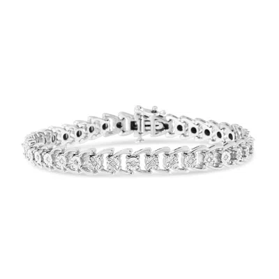 Haus Of Brilliance .925 Sterling Silver 1/4 Cttw Miracle Set Round Diamond Composite Open Linked Composite Line Bracele In White