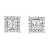 Haus Of Brilliance .925 Sterling Silver 1/4 Cttw Princess And Round Cut Diamond Halo Stud Earrings In White