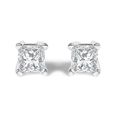 Haus Of Brilliance .925 Sterling Silver 1/4 Cttw Princess-cut Diamond Solitaire Stud Earrings (h-i C In White