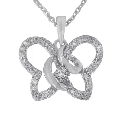 Haus Of Brilliance .925 Sterling Silver 1/4 Cttw Prong-set Diamond Butterfly 18" Pendant Necklace In White