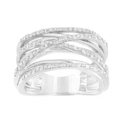 Haus Of Brilliance .925 Sterling Silver 1/4 Cttw Prong Set Round-cut Diamond Bypass Ring In White
