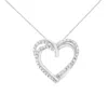 Haus Of Brilliance .925 Sterling Silver 1/4 Cttw Prong Set Round-cut Diamond Woven Double Heart 18" Pendant Necklace In White