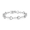 Haus Of Brilliance .925 Sterling Silver 1/4 Cttw Round-cut Diamond Alternating Heart And Leaf Link Bracelet In White