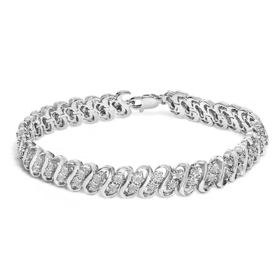 Haus Of Brilliance .925 Sterling Silver 1/4 Cttw Round-cut Diamond Double Row Wrapped S-link Bracelet