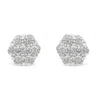 Haus Of Brilliance .925 Sterling Silver 1/4 Cttw Round-cut Diamond Miracle-set Floral Cluster Button Stud Earrings In White