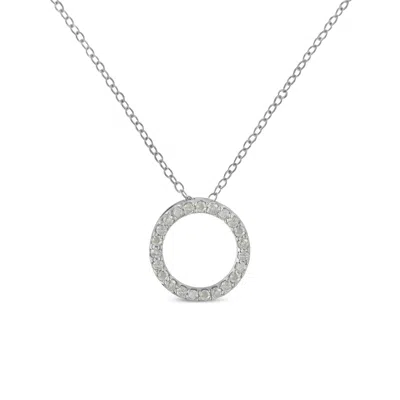 Haus Of Brilliance .925 Sterling Silver 1/4 Cttw Round-cut Diamond Open Circle Halo 18" Pendant Necklace In White