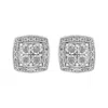 Haus Of Brilliance .925 Sterling Silver 1/4 Cttw Round Cut Diamond Square Shape Milgrain Stud Earrings In White
