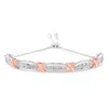 Haus Of Brilliance .925 Sterling Silver 1/4 Cttw Round-cut Diamond X & Tapered Bar Miracle-set Bolo Bracelet In Multi