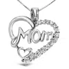 Haus Of Brilliance .925 Sterling Silver 1/4 Cttw Round Diamond "mom" Heart Pendant 18" Necklace In White