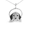 Haus Of Brilliance .925 Sterling Silver 1/4 Cttw White And Black Diamond Beagle Dog And Bone Pendant Necklace In White