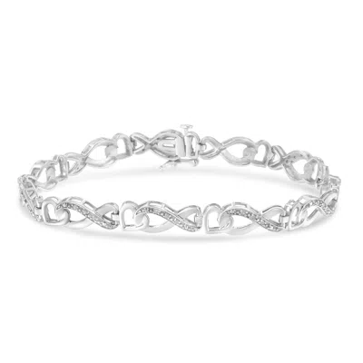 Haus Of Brilliance .925 Sterling Silver 1/5 Cttw Diamond 7" Infinity Heart Tennis Bracelet In White