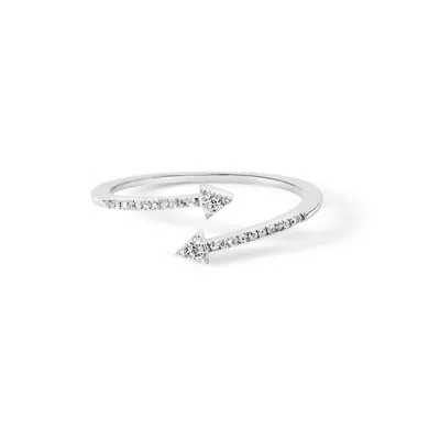Haus Of Brilliance .925 Sterling Silver 1/5 Cttw Diamond Double Arrowhead Open Ring In White