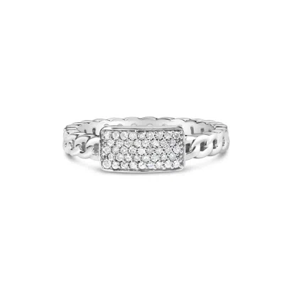 Haus Of Brilliance .925 Sterling Silver 1/5 Cttw Diamond Id And Cuban Link Band Ring In White