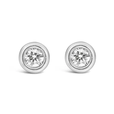 Haus Of Brilliance .925 Sterling Silver 1/5 Cttw Lab-grown Round Brilliant-cut Diamond Modern Bezel-set Stud Earring In White