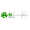 Haus Of Brilliance .925 Sterling Silver 1/5 Cttw Round Brilliant-cut Green Diamond Classic 4-prong Stud Earrings In White