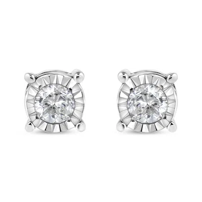 Haus Of Brilliance .925 Sterling Silver 1/5 Cttw Round Near Colorless Diamond Miracle-set Stud Earrings In White